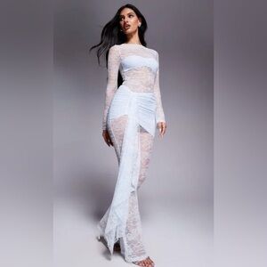 Wanderdoll Blue Lace Wide Leg Jumpsuit ASOS Size S
